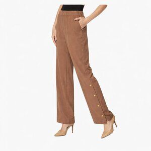 Susan Graver Liquid Knit Pull On Pants Snap Hem Brown XXSP